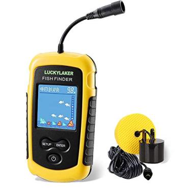 Imagem de LUCKYLAKER Localizador de peixes portátil para caiaque, localizador de pescaria, profundidade, sonar, localizador de peixes, portátil, LCD, canoa, barco