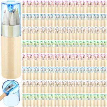 Imagem de Fulmoon Pacote com 100 mini lápis de cor de volta às aulas com apontador, lembrancinhas de festa em sala de aula, conjuntos de giz de cera portáteis para desenho infantil, suprimentos de presente de