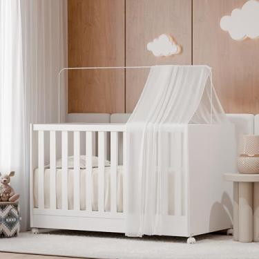 Imagem de Mini Berço Vira Cama 1344 Americano Com Rodízios E Grade Proteção Removível Para Quarto De Bebê Menino E Menina (Branco)