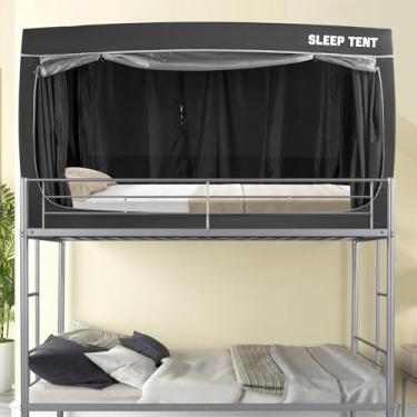 Imagem de YAVIL Barraca de cama, barraca de sonho, beliche com dossel para dormir, privacidade, cortinas blackout respiráveis, beliche tamanho solteiro para crianças e adultos (Não incluído)