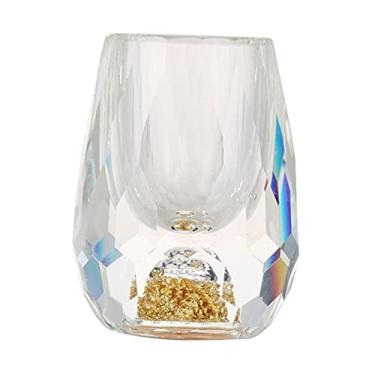 Imagem de Baoblaze Vidro de cristal criativo vidro de tiro ouro folha estilo chinês vidro licor soprado à mão diamante corte espelhado doméstico para jantares de férias - gotas de água