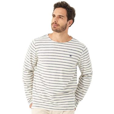 Imagem de Moletom Colcci Masculino Crewneck Moletinho Listrado Refile Off-White-Masculino