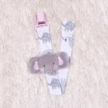 Imagem de Cordão Prendedor de Chupeta para Bebê - Miguel Baby, Elefante Rosa