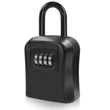 Imagem de AceMining SAFEKey Box, kit de instalação de montagem na parede com pregos, caixa pequena de 8,9 x 4,1 x 8 cm com código, caixa de armazenamento de chaves, armário de chaves para casa, apartamento
