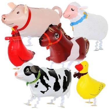 Imagem de Balões Walking Farm Animals LHOAVWE - Pacote com 6 Unidades para Crian