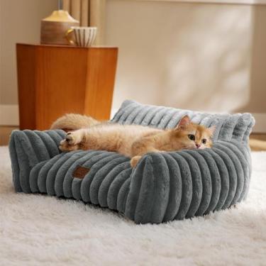 Imagem de Sofá para Pet Bedsure - Fofo e Confortável em Veludo Cotelê Cinza