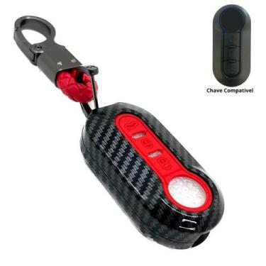 Imagem de Capa Carbon Chave Canivete 3 botão Fiat uno mobi Strada Idea Doblo Bra