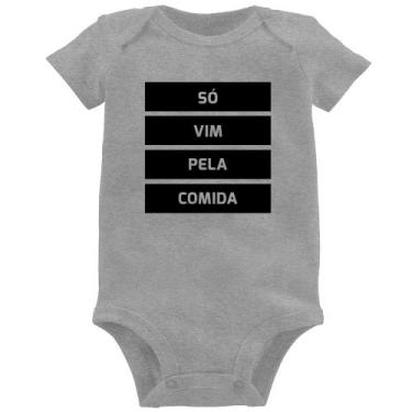 Imagem de Body Bebê Só vim pela comida - Foca na Moda, Cinza, M
