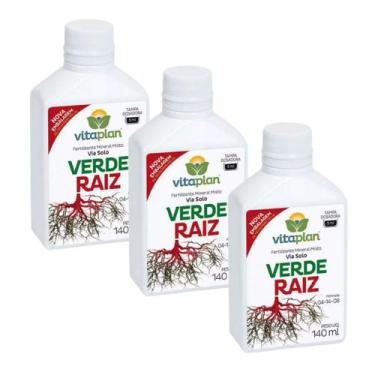 Imagem de Kit 3 Fertilizante Adubo Líquido Mineral Verde Raiz 140 ml Concentrado
