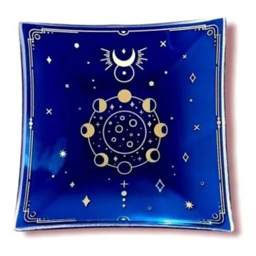 Imagem de Prato Decorativo Quadrado com Círculo Místico, Fundo