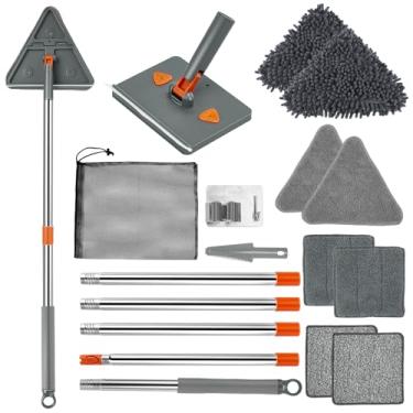 Imagem de Feeloco ferramenta de limpeza de rodapé com alça, esfregão de limpeza de parede giratório de 360 ​​°, espanador de ferramenta de teto dobrável de 180 ° com rodo para limpar rodapé, parede, t