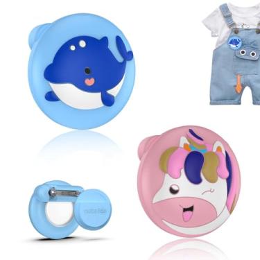 Imagem de (Pacote com 2) compatível com suporte AirTag para crianças, capa de silicone macio à prova d'água com suporte de etiqueta de ar oculto para crianças, idosos, coleira de animais de estimação, roupas