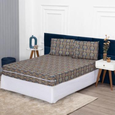 Imagem de Capa De Colchão Casal Padrão Com Zíper + 02 Fronhas Kit Para Cama Malh