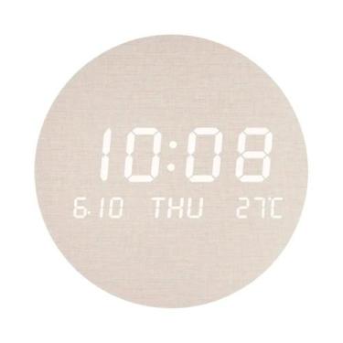 Imagem de Relógio De Parede Digital LED De Madeira Alarme Silencioso Temperatura