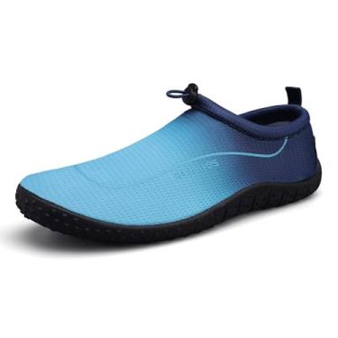 Imagem de WateLves Water Shoes – Meias femininas masculinas multiuso para natação e ioga com fivela ajustável e sola grossa para uso interno e externo, Azul dégradé, 35/36 BR