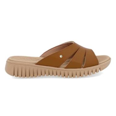 Imagem de Tamanco Usaflex Feminino Plataforma Couro Casual Tan Uc21001002 35