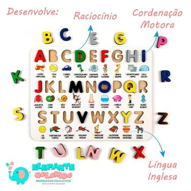 Imagem de Alfabeto Bilíngue Ilustrado 3D - Brinquedo Educativo