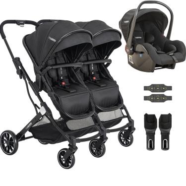 Imagem de Carrinho Kiddo para Gemeos com Bebe Conforto Zig Zag Preto