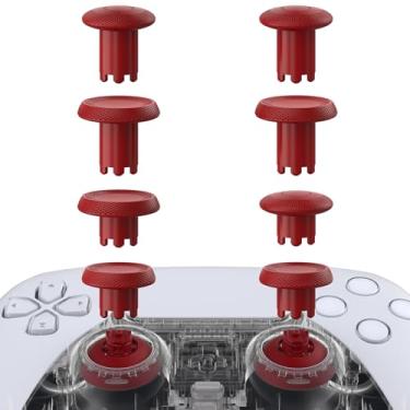 Imagem de eXtremeRate Manípulos Ergonômicos Intercambiáveis Thumbsgear V3 Para Controle De Ps5, Analógicos Substituição Ps4 - Vermelho Carmim 4 Joysticks Convexos Ajustáveis Em Altura E Com Empunhadura Côncav