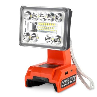 Imagem de Hipoke Luz Sem Fio De 1000 Lm Para Black+Decker, Bateria Íons Lítio Máx. 20 V, Holofote Led Portátil Com Porta Usb E Tipo C, 19 W Uso Em Emergências, Camping, Áreas Externas Internas