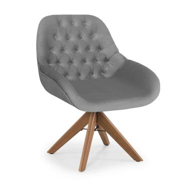 Imagem de Poltrona Base Giratória Madeira Capitonê Zari Decor