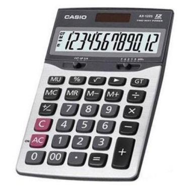 Imagem de Calculadora de Mesa Casio Ax-120S-W Solar e Bateria Prata