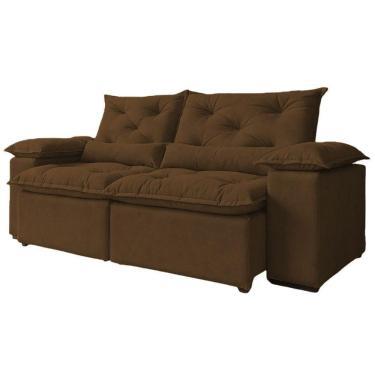 Imagem de Sofá Retrátil Reclinável Porto Veludo Marrom 1,80 M