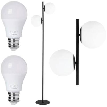 Imagem de Luminária Piso Chão 162Cm Jabuticaba 2 Globos Kjtd-710-Gold