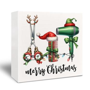 Imagem de Kneaotoaji Placa de madeira para salão de beleza – decoração de salão de beleza, presentes de barbeiro de barbearia, caixa de madeira para decoração de mesa de escritório em casa, prateleira, 12 x 12