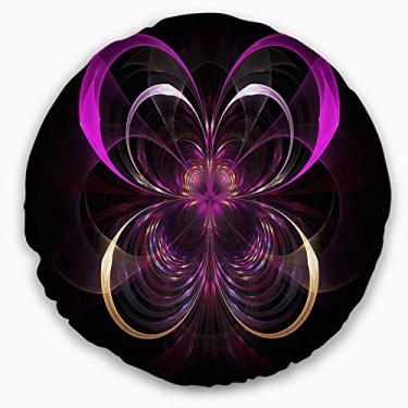 Imagem de Designart Flor roxa fractal no escuro floral sala de estar, sofá, almofada de alta qualidade + capa de almofada impressa em ambos os lados 50 cm