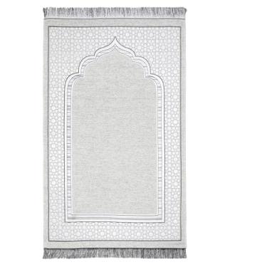 Imagem de Tapete de Oração Islâmica Elegante Padrão Masjid Tapete Fino Cobertor Portátil Muçulmano Ramadã Eid Tapete de Oração Turco - Bege 1 peça