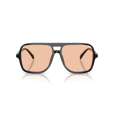 Imagem de Emporio Armani Óculos de sol masculino EA4252U com ajuste universal, preto brilhante/laranja claro, 57 mm, Preto brilhante/laranja claro, 57 mm