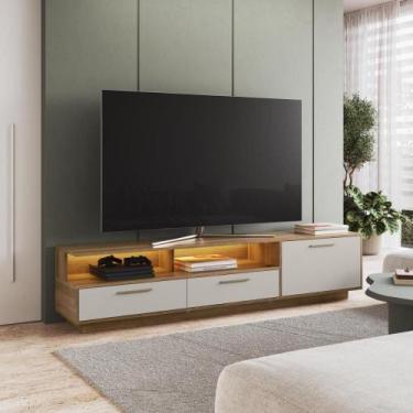 Imagem de Rack Sala para TV 75 Polegadas 200cm com Gavetas Porta e Led - Art In 