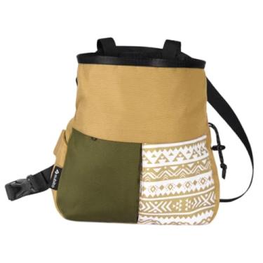 Imagem de Fenteer Bolsa de giz para escalada, cinto ajustável, equipamento de fácil acesso, bolsa pequena Oxford para golfe, boulder, levantamento de peso esportivo, Cáqui Grande