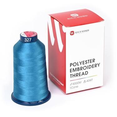 Imagem de Linha de bordado azul Richword 4000M (4374Y) 40WT fio de poliéster 100 cores selecionadas para várias agulhas comerciais e máquina de bordar de agulha única 0327