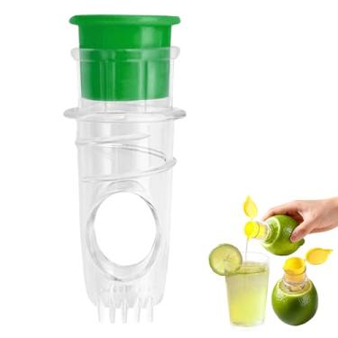 Imagem de Espremedor de limão, espremedor de suco com tampa de parafuso, extrator manual de suco com filtro embutido, espremedor de laranja para coquetéis, bebidas, verde, 1 peça