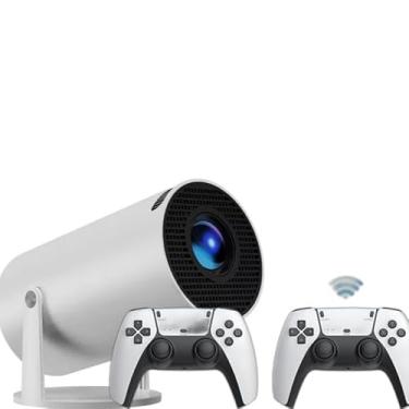 Imagem de Mini Projetor Portátil 5G Wi-Fi Bluetooth 5.0 Android 11 4K 1080P Full HD 8000 Lumens LED Auto Correção Trapezoidal Horizontal Rotação 180°Projetor Smart Portatil + 2 controles Gamer kit