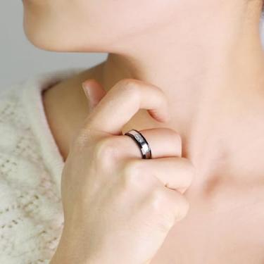 Imagem de Anéis de aço inoxidável de titânio para BF GF - Aliança de casamento com padrão de tijolo preto, ajuste confortável, para homens e mulheres YA4034, Aço inoxidável Zircônia cúbica, Sem pedra preciosa