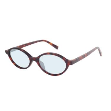 Imagem de HCHES Óculos de sol polarizados com armação oval pequena para homens com proteção UV400, estilo urbano (azul tartaruga)