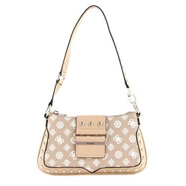 Imagem de GUESS Bolsa de ombro feminina Greta pequena fina Hobo - Sand Multi, Areia m ltipla