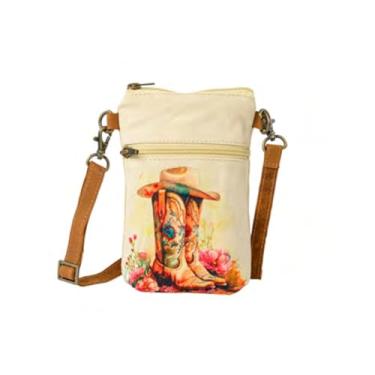 Imagem de COTT N CURLS Bronco Slim Sling para celular, 83 x 14 - Acessórios ocidentais para mulheres, tela impressa em aquarela, bolsa de verão, roupas de concerto country para mulheres, moda ocidental