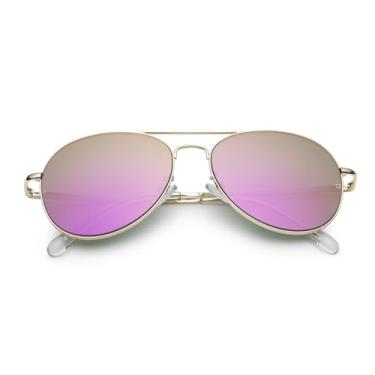 Imagem de Óculos de sol para homens e mulheres, óculos de sol clássicos vintage aviador proteção UV óculos de sol para dirigir, Espelhado roxo dourado, 56MM