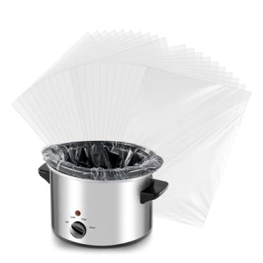 Imagem de Forros de cozimento lento, 25,4 x 33 cm, 20 unidades, sacos plásticos descartáveis de tamanho pequeno, forros de panela, sacos de cozinha para brunch, cabem em panelas de 1,5 a 2 qt, sem BPA