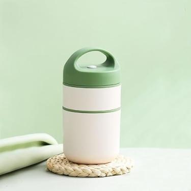 Imagem de Marmita Térmica em Aço Inox 304-420ml/550ml, Vedação Antivazamento, Própria para Microondas(2andares Verde Claro C/Bolsa)