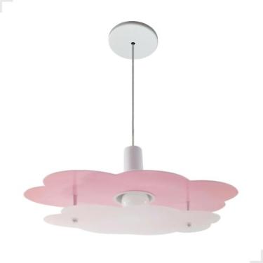 Imagem de Luminária Pendente Infantil Nuvem Rosa Bebê Céu Sonho Quarto Menina De