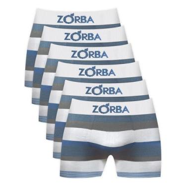 Imagem de Kit 6 Cuecas Zorba Boxer Listrada 847 Branco - G, Branco, G
