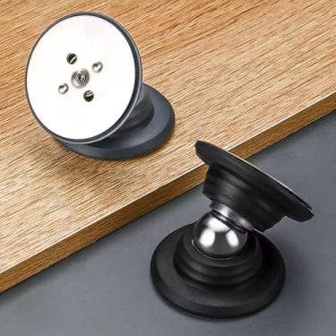 Imagem de KIT 2 Prendedor Batetor Trava Fixador Porta Imã Magnético Adesivo Inox Preto