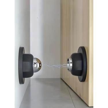 Imagem de Batente de porta magnético forte – sem furadeira, suporte de plástico macio com fita adesiva 3D, ideal para espaços curtos e montagem no chão, silicone durável, design compacto, uso em escritório e em