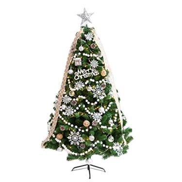 Imagem de HYMCX Árvore de Natal premium grande de 1,5 m/2,1 m, fácil de montar, com suporte de metal para decoração de casa/escritório/festa, árvore de Natal falsa (cor: 2,1 m)