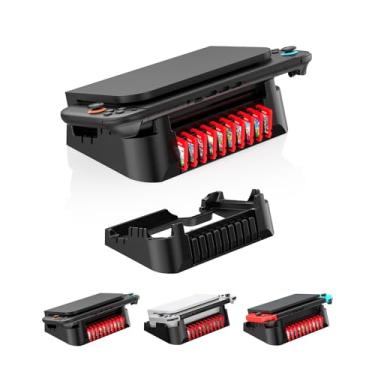 Imagem de EJGAME Suporte horizontal para console compatível com Nintendo Switch 2/Switch OLED/Switch, com 10 compartimentos para cartas de jogos, design de fluxo de ar aberto para configuração de dock de